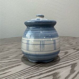 Louisville Stoneware Gaggle of Geese Blue Gingham Cookie Jar